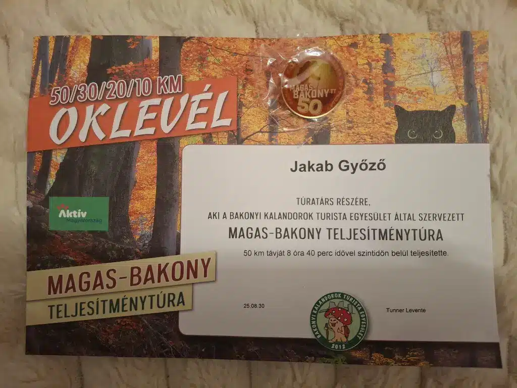 Magas-Bakony 50 Oklevél