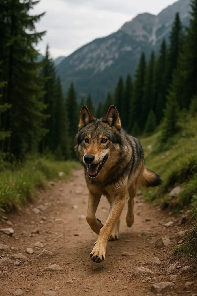 Running Wolf on the Trail