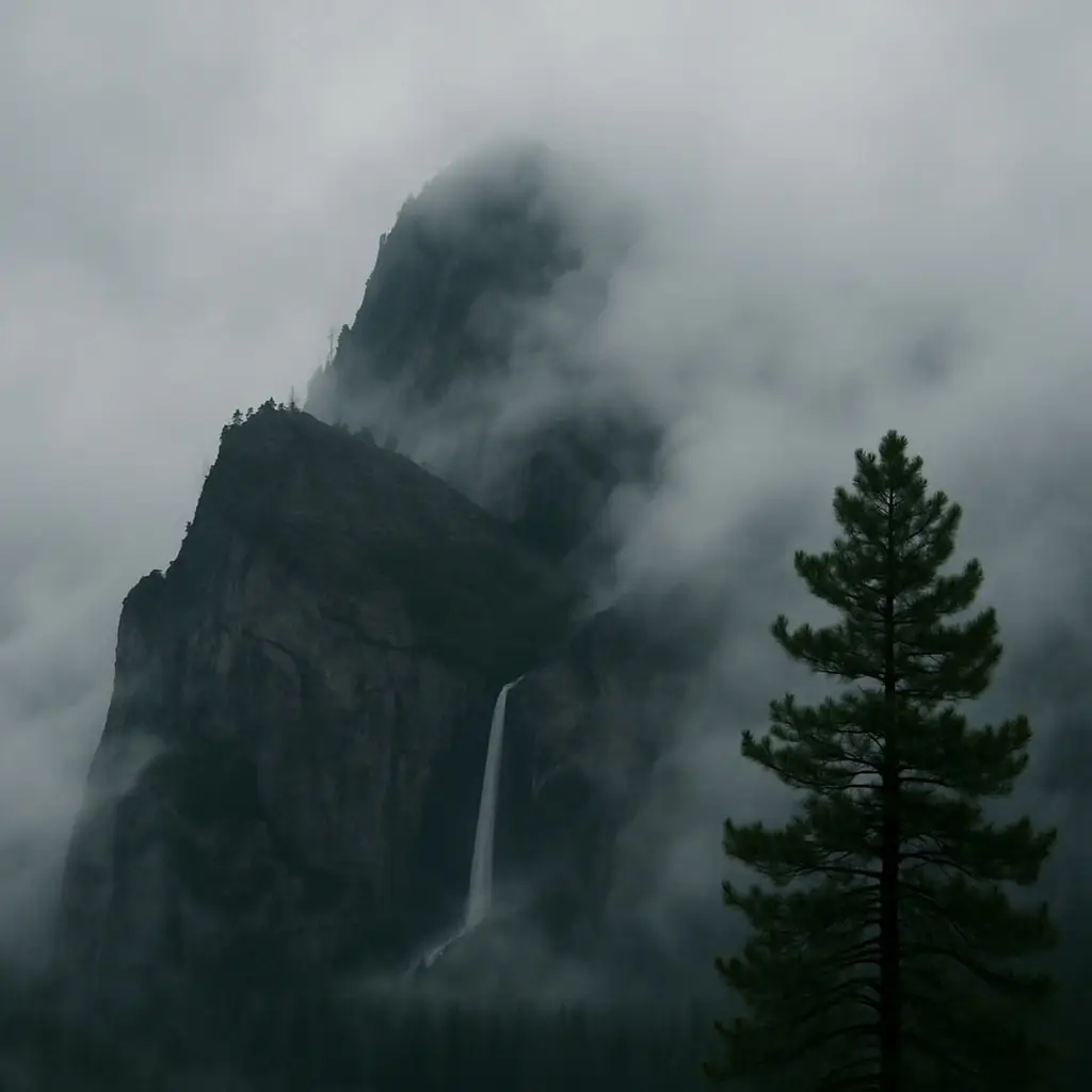 Mountain with Waterfall